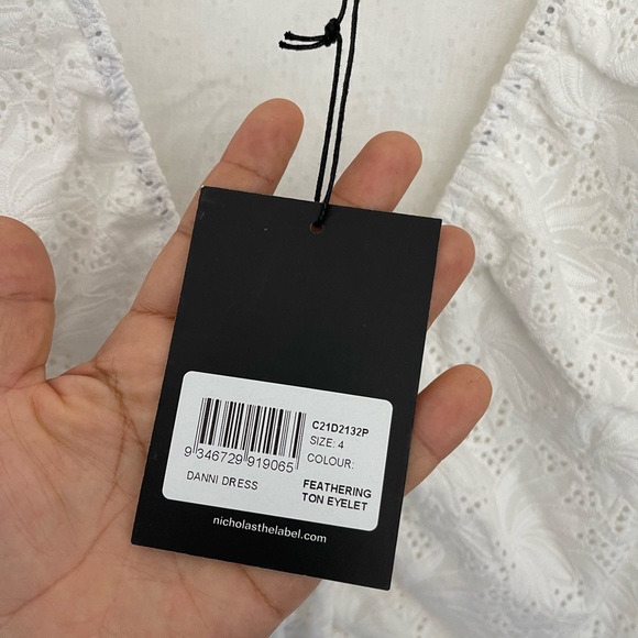 NICHOLAS Danni Bow-detail Broderie Anglaise Feathering Eyelet Dress Sz 4 NWT - Picture 4 of 9